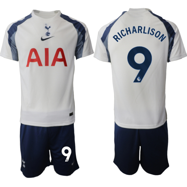 Men's Tottenham Hotspur #9 Richarlison 2025/26 White Home Soccer Jersey Suit